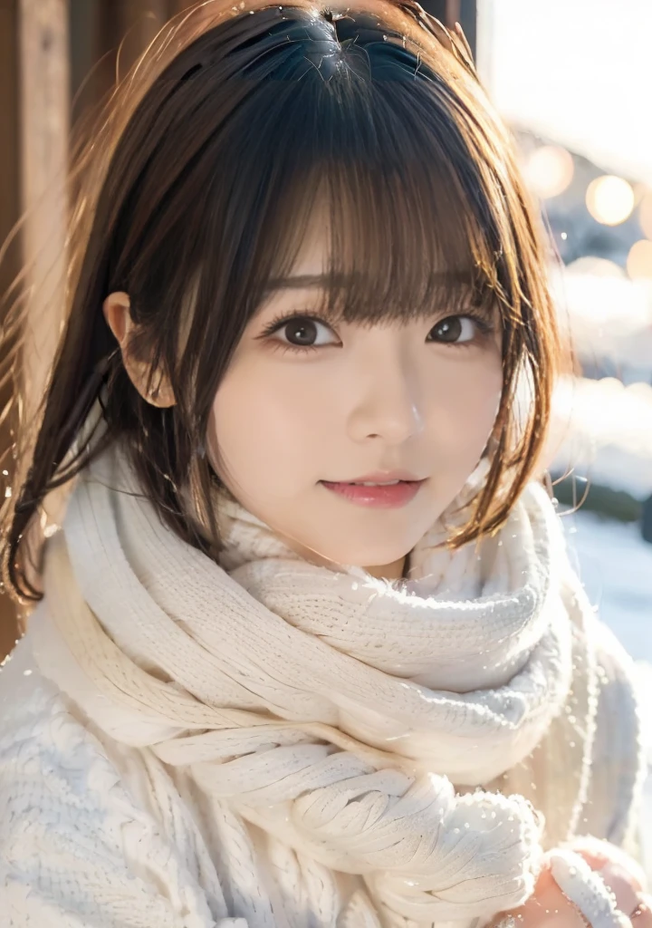 Holding a Shiba Inu、Hair blowing in the wind、Medium Short Hair、Fluffy scarf、Expressing the whiteness of one's breath、Photo from the waist up、Night city illumination shot、Cowgirl Shot、Fur coat、豪華なグレーのミンクのFur coat、Wear fine leather boots、Luxury Bags、Inner turtleneck、Silver necklace and small silver earrings Millionaire style:1.4))、Full body photo、smile、 Caustics、Highly detailed photos、Very beautiful woman 、Ample breasts、No makeup、(8K、RAW Photos、Highest quality、masterpiece:1.2)、(Realistic、Realistic)、1 Girl、((Medium Short Hair、Midwinter、Cold region Snow falling、The wind is blowing、Fluttering Hair、Blur the background、Colorful illuminations、Looking into the camera:1.4))、