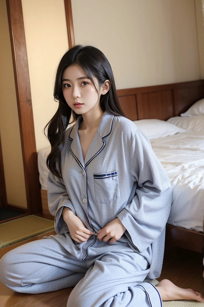 Japanese women.21 years old.wearing pajamas.Clothes are falling down.I&#39;m not sleeping on the bed.I&#39;m having a hard time.