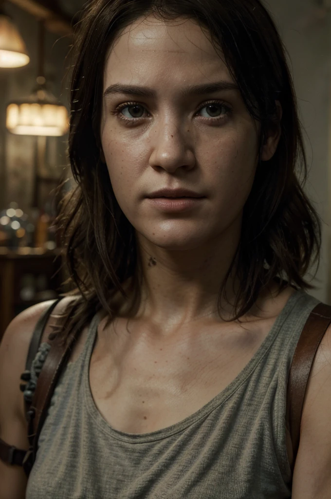 ((best quality)), ((masterpiece)), (detailed), perfect face, Ellie de the Last of us 2 y Keanu Reevés, abrazados 