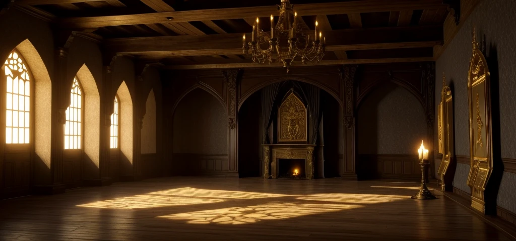 MEDIEVAL CASTLE, INSIDE A DARK ROOM, TORCHES ON THE WALLS , A LOT OF GOLD INSIDE THE ROOM ,
IMAGE MUST BE IN ANIME