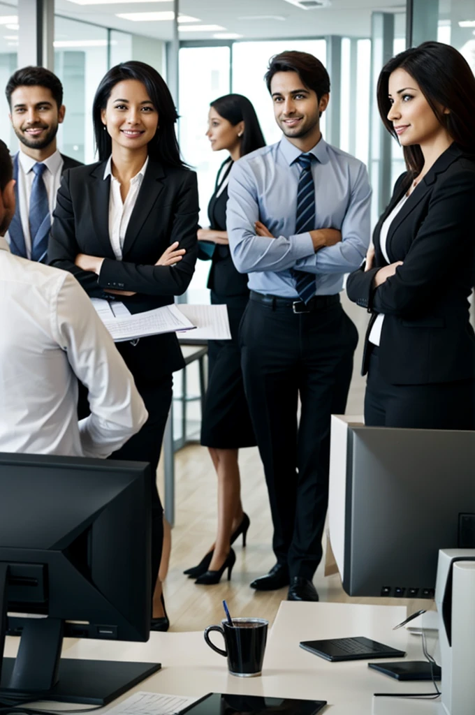 A business office with its workers and what stands out most among them is their mutual trust in body language