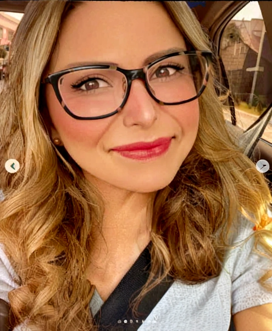 puffy woman with glasses and gray shirt in a car, lorena avarez, wearing big thin round glasses, wearing square glasses, alanis guillen, wearing black-rimmed glasses, profile image, carla ortiz, wearing small round glasses, profile picture with headshot, roxie vizcarra, beautiful mexican woman, !!wearing modern glasses!!, wearing black framed glasses