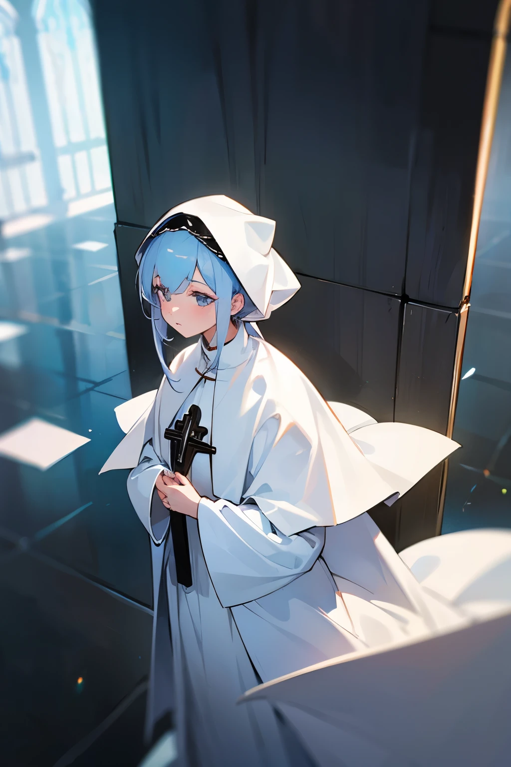 Girl Bishop in white sacred clothes