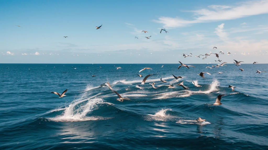 The fifth day brought an explosion of life in the waters and skies. God commanded the seas to teem with living creatures and the skies to be filled with birds. With His blessing, these creatures multiplied, filling the oceans with swarms of fish and the sky with the flutter of wings.

