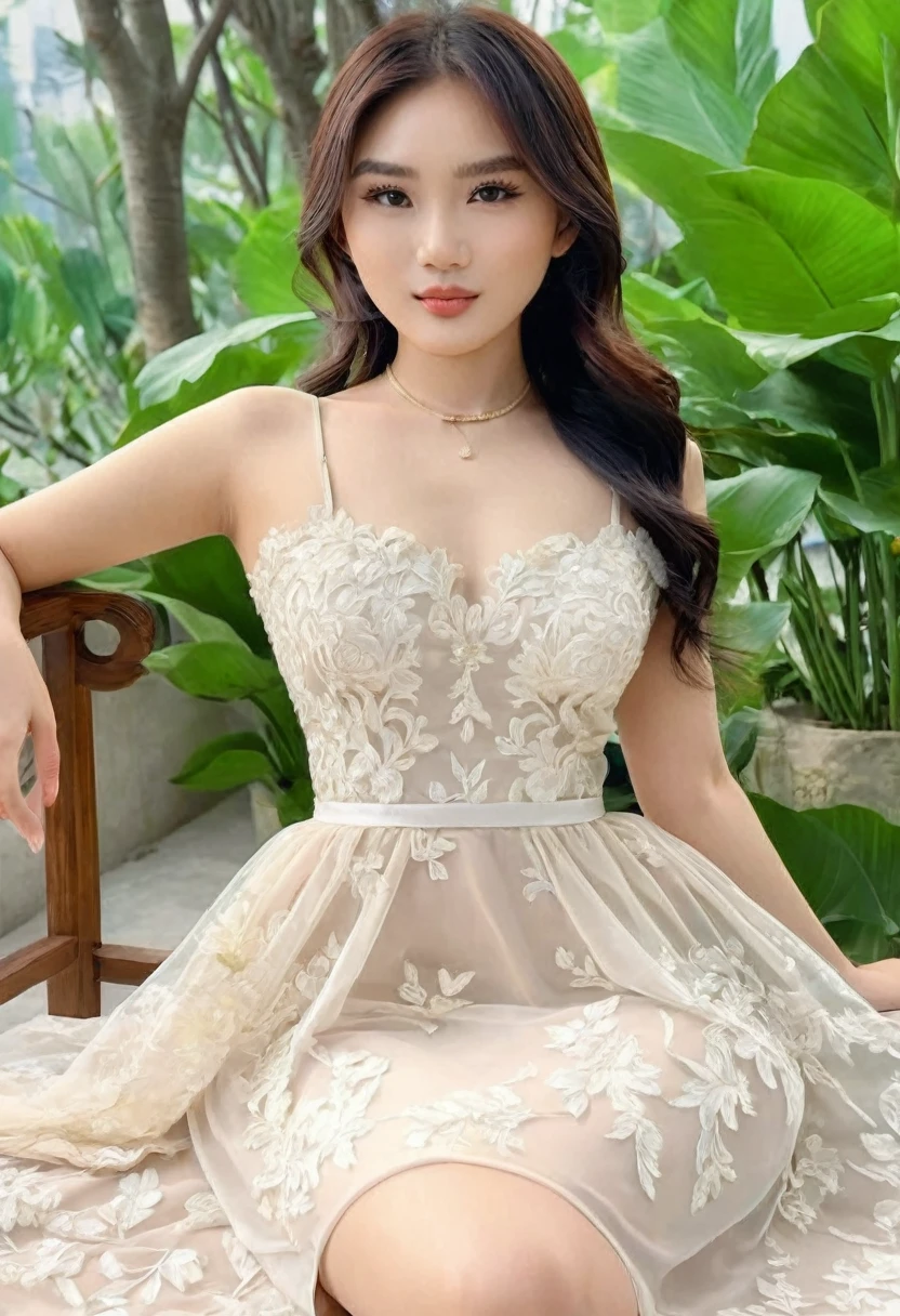 ((high quality:1.2)), work of art, (8k), extremely detailed, ((High detail:1.2)), ((best resolution:1.4)), Solo, 1girl, 24 years old Vietnamese female, (sexy dress),