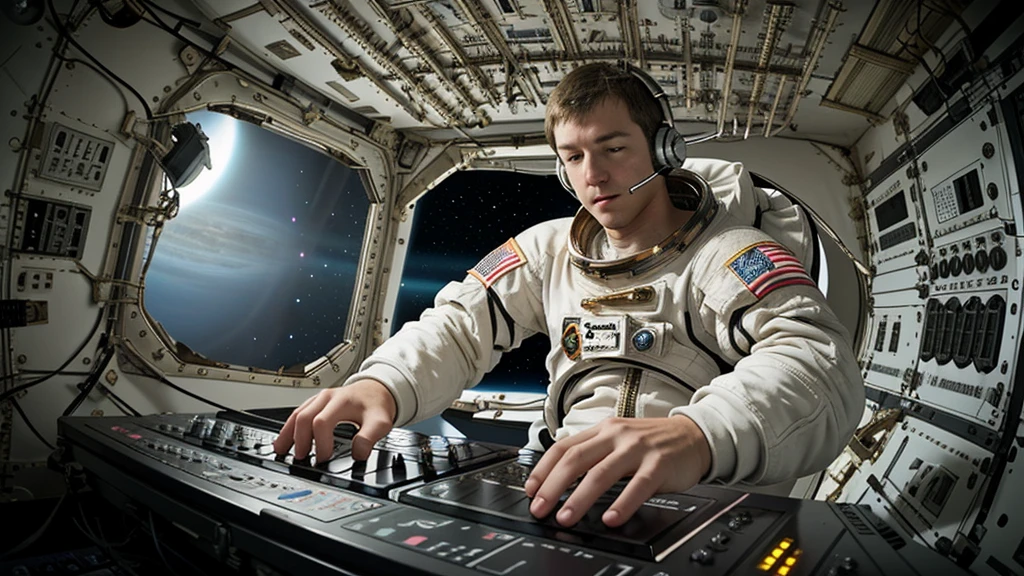 Astronaut playing some beats