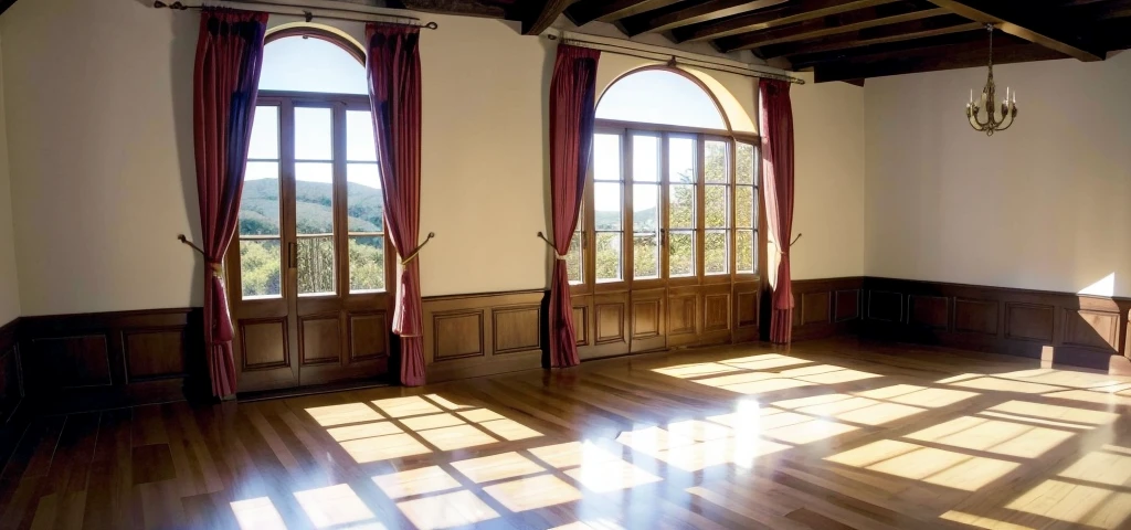 1 old castle room , Kuno , tenebrosa , Mediovale , closed windows , gold , muito gold, stone floor ,