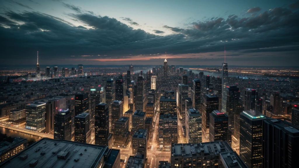 Realistic, wide shot of a cityscape with the mysterious sound reverberating, people in various states of confusion and fear, detailed scenery, soft lighting, intense atmosphere.