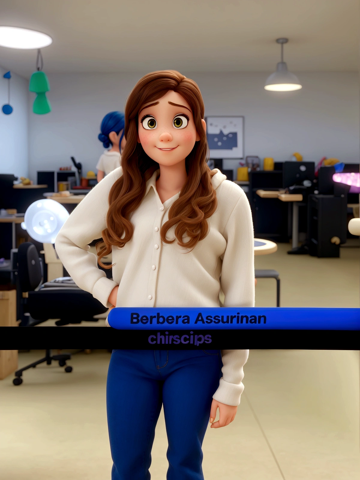 A girl styled as a Pixar character
