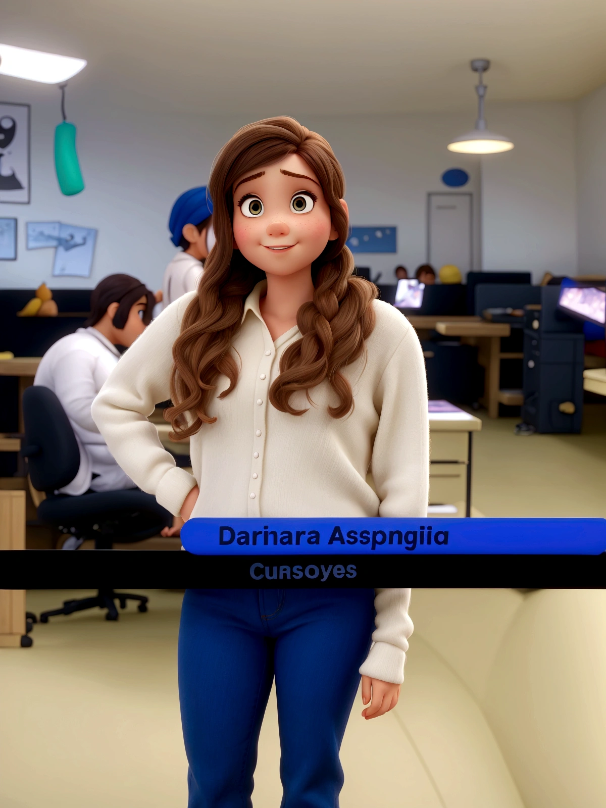 A girl styled as a Pixar character
