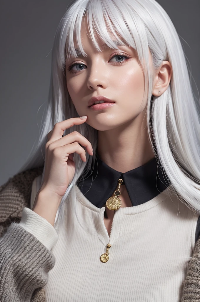 Coin flicked away by finger White hair