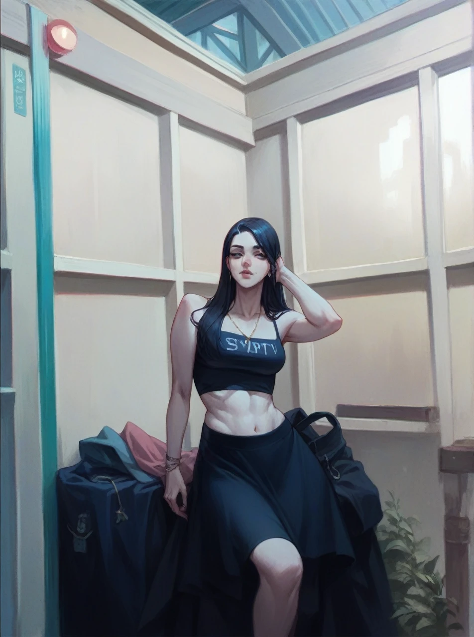 Make her look bigger and waist smaller and her ass bigger
