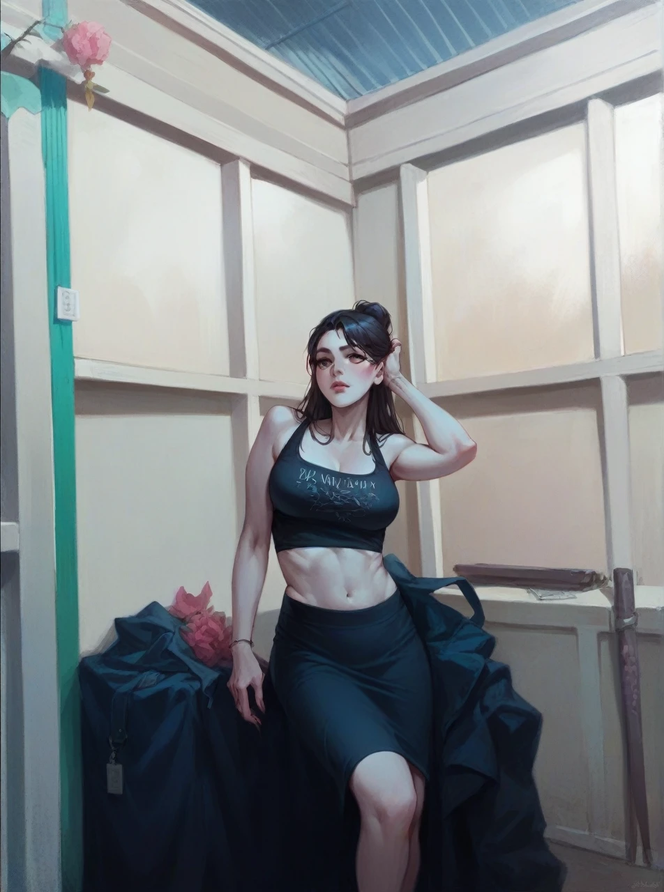 Make her look bigger and waist smaller and her ass bigger