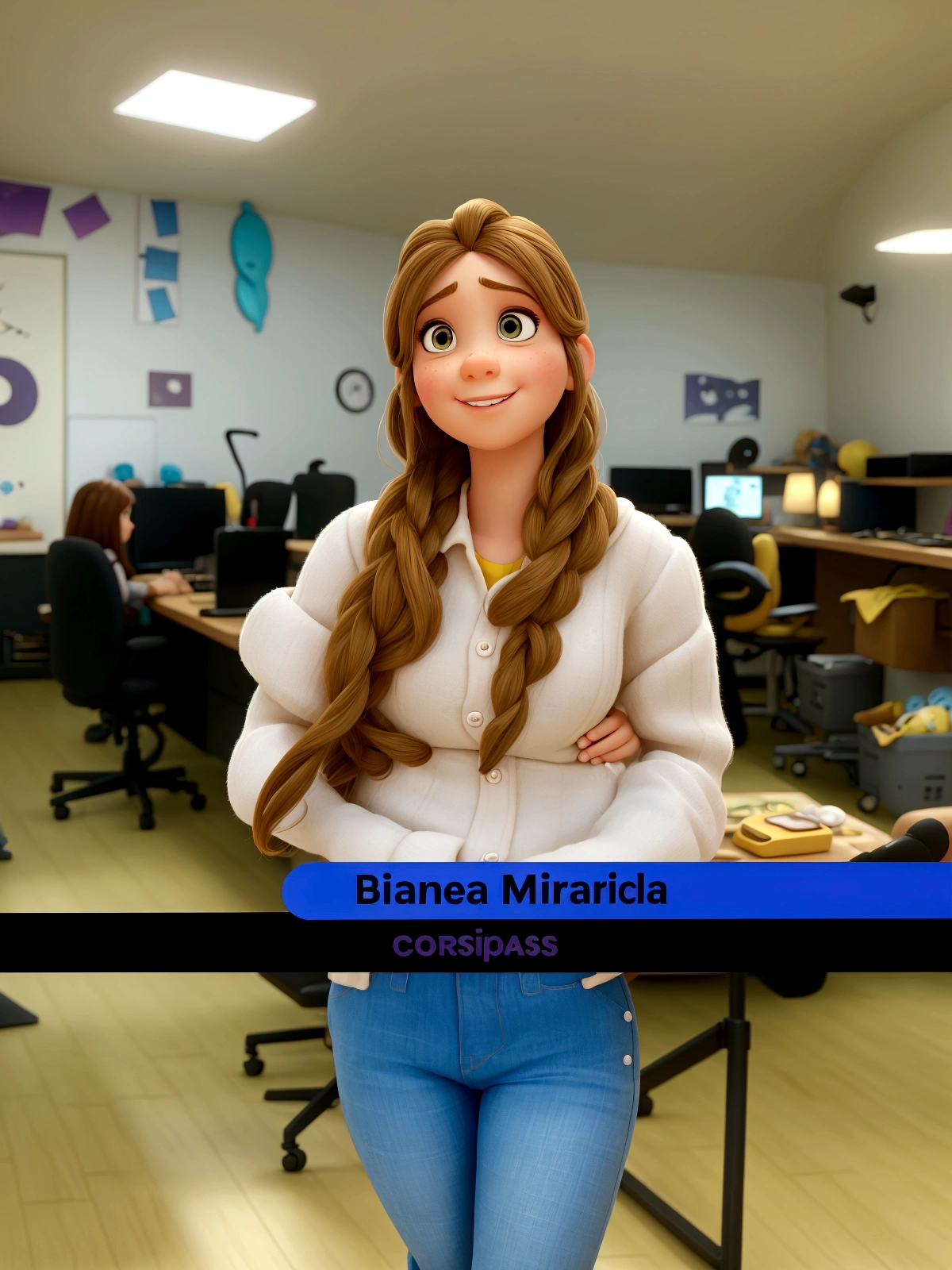 A girl styled as a Pixar character