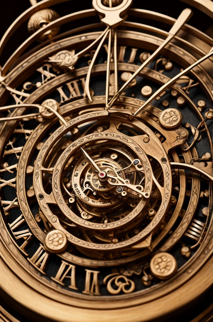 A rose entwined with the hands of an antique clock, surrounded by small stellar details