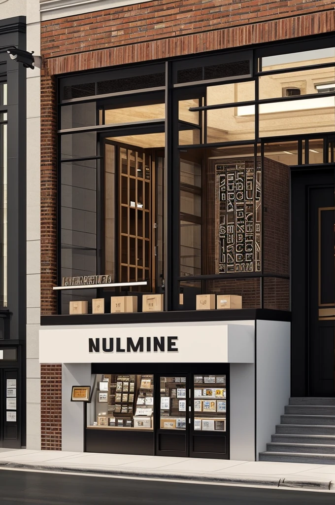 Generate an image of what a physical establishment would look like outside of a company that prints designs on mugs, caps, t-shirts, etc