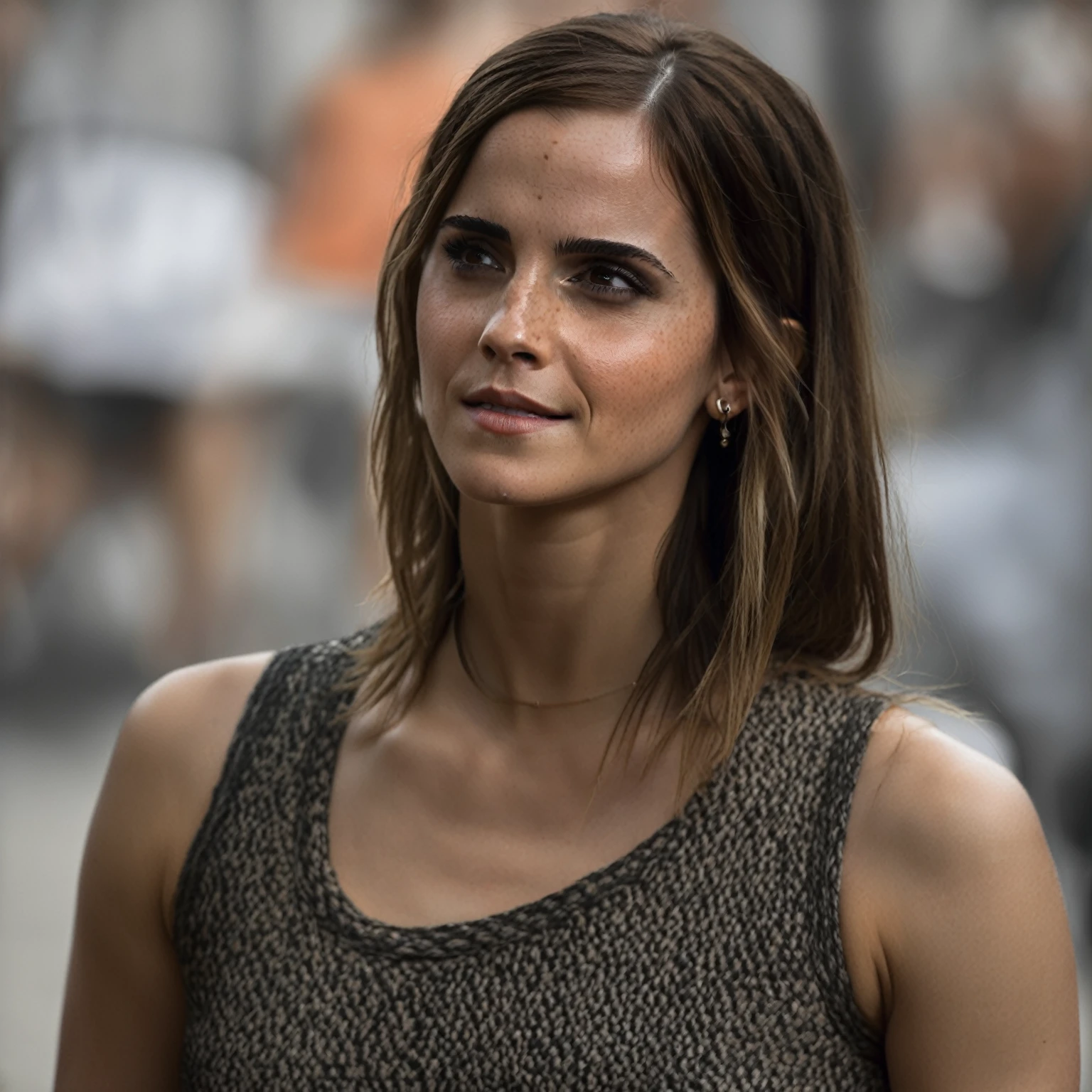 ultra realistic photo of actress , sexy woman (Emma Watson , hollywood actress , female , woman, realistic babe, celebrity ), outdoors, high neck Mekhela Chador, (( insanely detailed skin texture , depth of field, detailed face, photorealistic ))