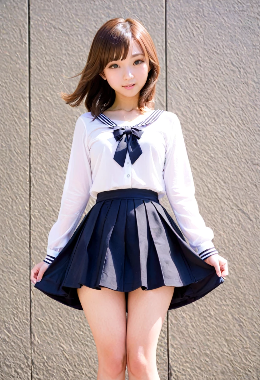  skirt lift, flat chest、kawaii、gals