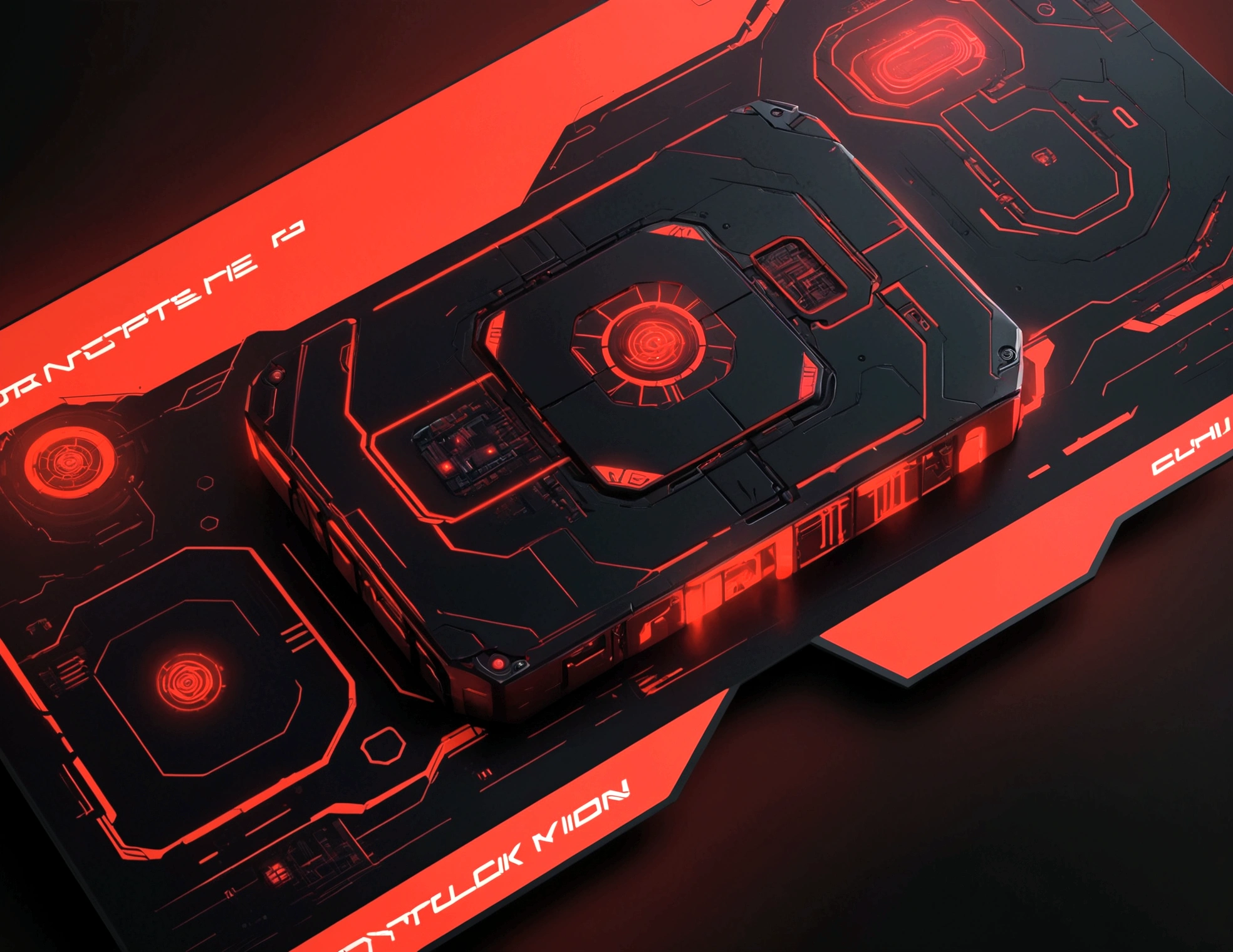 game banner, design, idea, cyberpunk, red and black tones