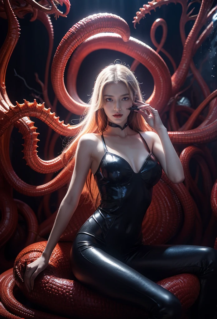 HILL,Red Style,1 beautiful girl sit Straddle, Long hairstyle, Sexy, Shiny_Straddle, Anatomically correct, Rich background, Filming, Depth of Field, Super Vision, Detail of the color mixing art by HR Giger and Beksinski, skeleton,saliva,Lots of mucus,A large number of homogeneous species:1.5,Strategic Flexibility Theory, Psychedelic Background,smokes,Dark horror scene. Clear images, Edge Light, Horrible environment, Lovecraft's Tentacles,