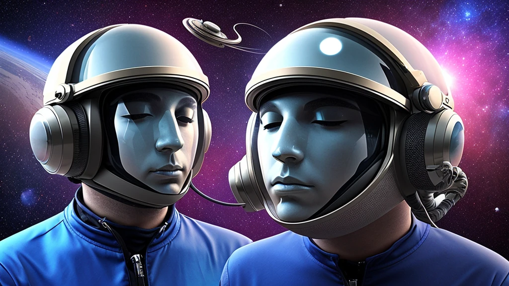 Space dj with closed helmet