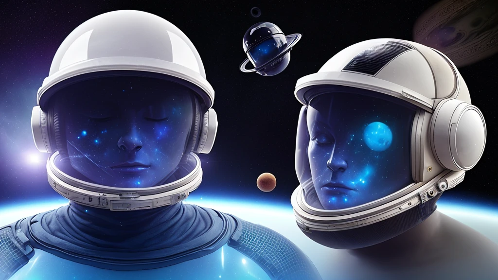 Space dj with closed helmet