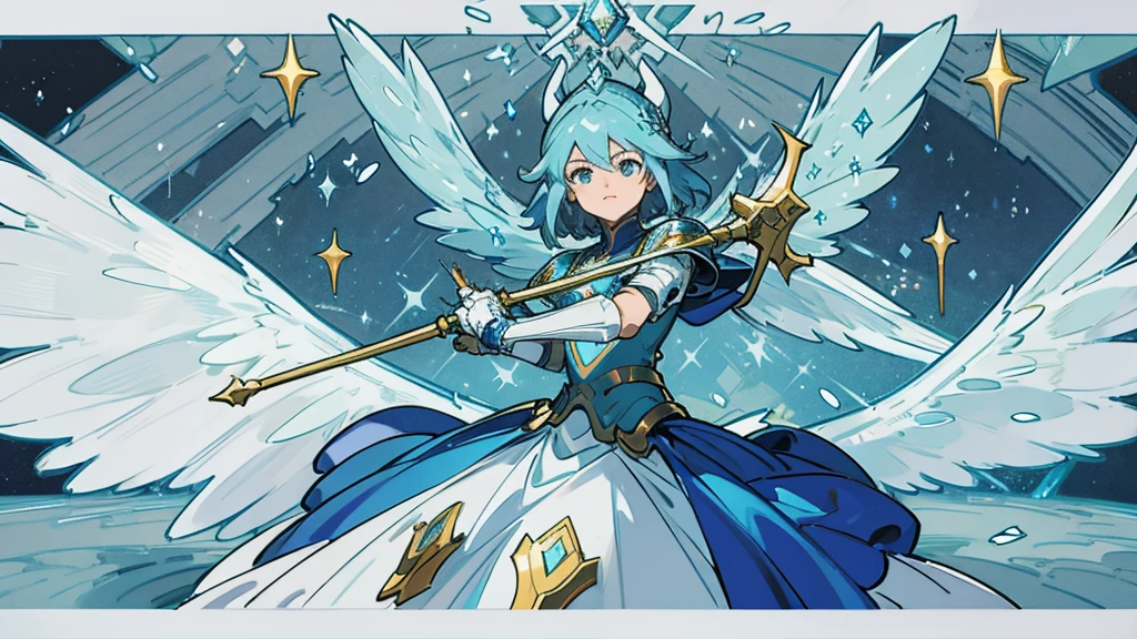 a minecraft background showing mountains and a dungeon. In the middle, a minecraft avatar with bright blue diamond armor in heroic pose, flying forward with wings. In a corner, the minecraft dragon throwing purple fire, with an expression of concern. Add glitter and sparkles to the armor, and arrows that guide the eye towards the dragon. Includes light and shadow effects for depth, with light borders around the avatar.