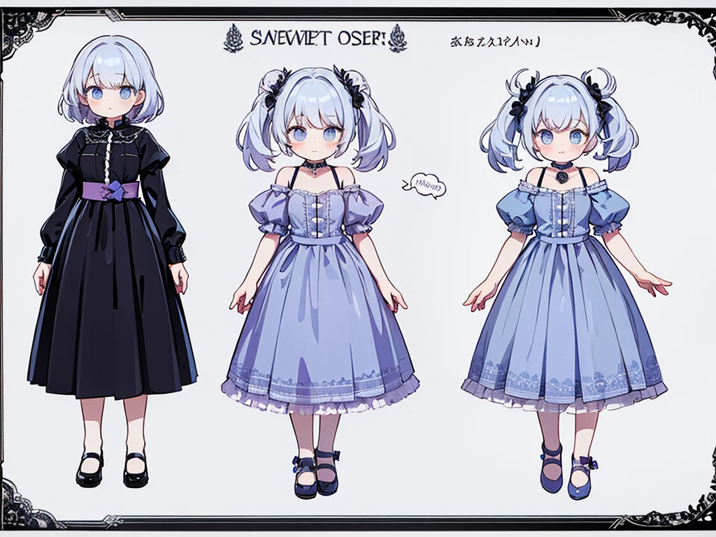 reference art, 1girl, sweetheart, cute, full body, white background, concept art