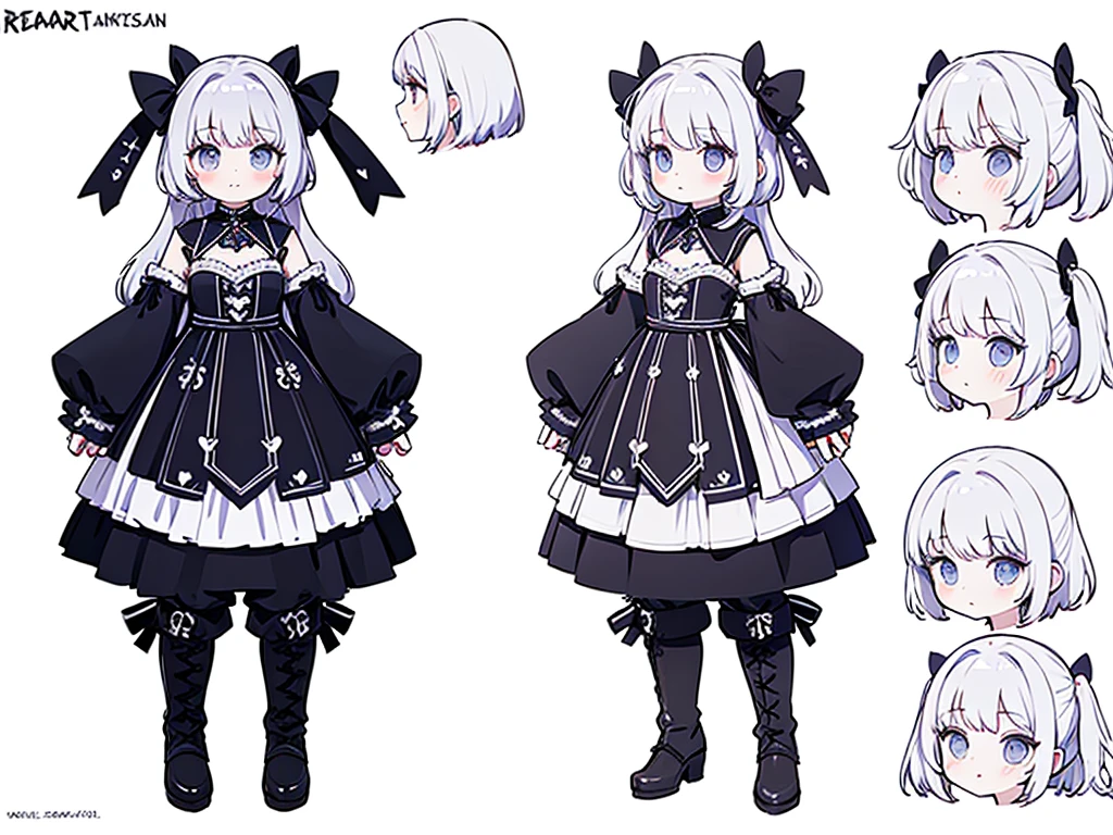 reference art, 1girl, sweetheart, cute, full body, white background, concept art