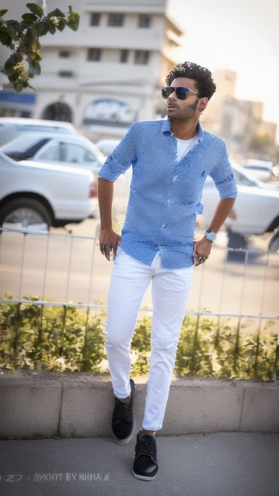 arafed man in a white shirt and blue jeans standing on a sidewalk, with a cool pose, casual photography, full body photogenic shot, candid picture, cool pose, with lovely look, full body picture, stylish pose, casual pose, with accurate face, taken with sony alpha 9, very artistic pose, wearing casual clothing, wearing in shirt, mohamed chahin style