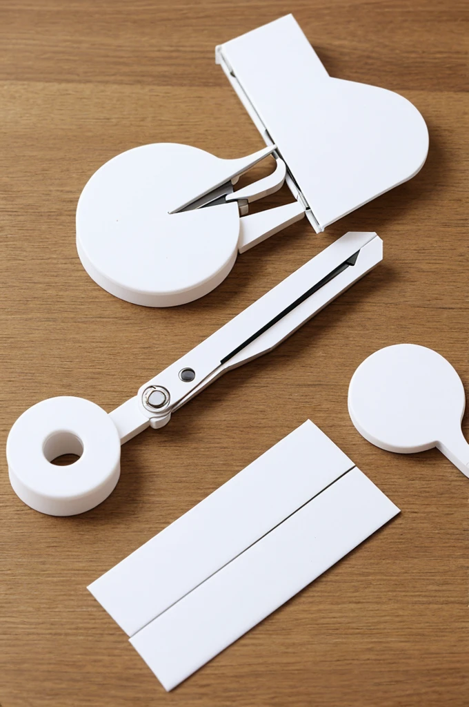White shell paper Scissors cutter Ruler and glue 