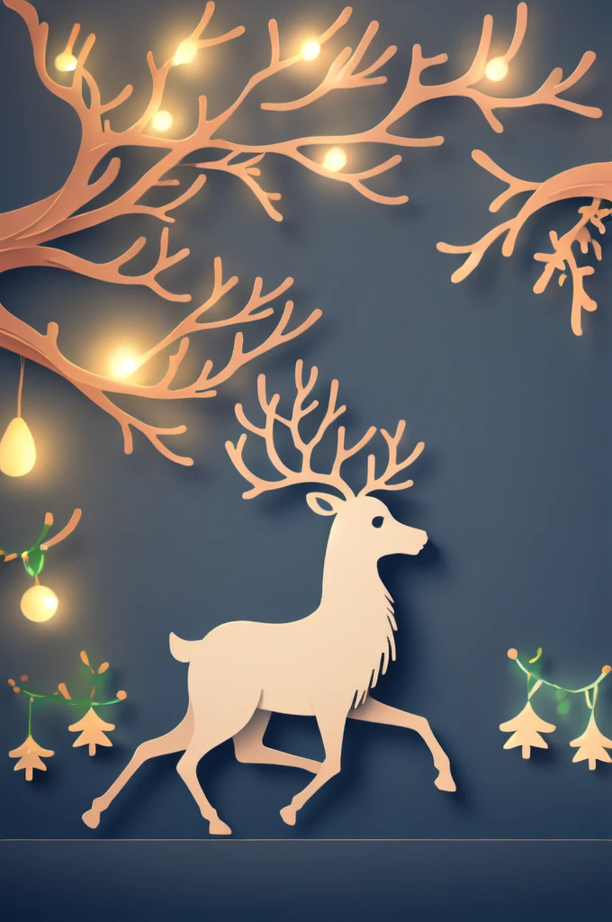 reindeer, Christmas tree and lights in the background, rndr