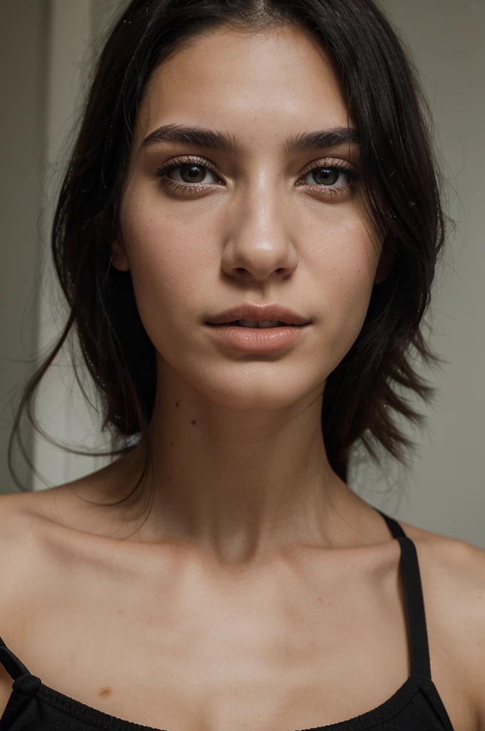 photography of a 20yo woman, perfect face, Black hair, black eye, marine Unfirom
