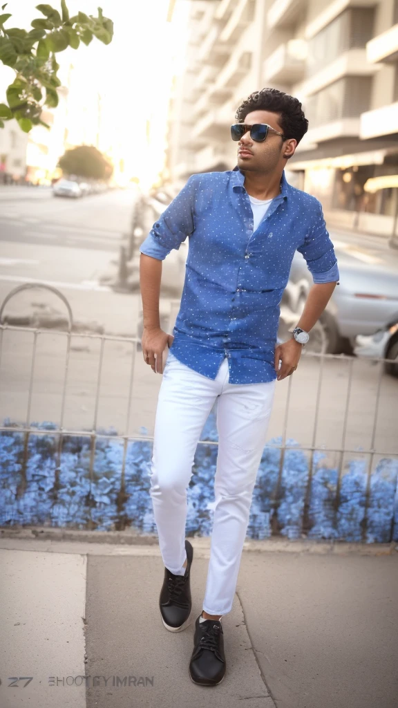arafed man in a white shirt and blue jeans standing on a sidewalk, with a cool pose, casual photography, full body photogenic shot, candid picture, cool pose, with lovely look, full body picture, stylish pose, casual pose, with accurate face, taken with sony alpha 9, very artistic pose, wearing casual clothing, wearing in shirt, mohamed chahin style
