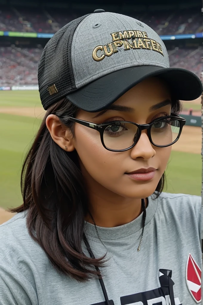 A photo having a empire cap and specs for cricket YouTube channel