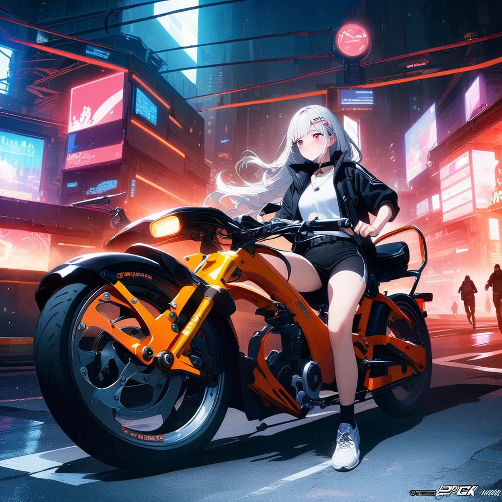 ((​masterpiece )), (top quality), (best quality), ((Ultra-detail, 8K quality)), aesthetics, cinematic lighting, (detailed line art), beautiful digital artwork, exquisite digitale Illustration, most absurd, (best composition), (high resolution), 
romper,
Portrait of a beauty fairy, Cyberpunk Techwear Streetwear Look and Clothing, We can see them from the feet to the head, very detailed and complicated, golden ratio, Beautiful bright colors, futuristic, cyberpunk setting, Cyberpunk style, (sitting in the library), Viewers look at, artstation, conceptual art, Cyberpunk style illustration by Yoji Shinkawa, By Haruhiko Mikimoto, 
romper,
very detailed by (elf), (1 girl), alone, perfect face, Details Eye, cyber_mark, facial spot, Ahoge, ((Long hair:1.2)), (Hair over one eye:1.3), [[tousled hair]], (Blonde white hair, multi-colored hair), yellow  eyes, multi-color eyes,  glowing eyes, Smart students, (eyelashes, eyeshadows, pink eyeshadows), smile, design art By Haruhiko Mikimoto, by kawacy, By Yoshitaka Amano,
romper, 
((perfect anatomy)), beautiful body, Mid Chest, (Extremely detailed fingers), (best hands), perfect face, pretty face, beautiful eyes, perfect eyes, (perfect fingers), (perfect legs), correct anatomy,