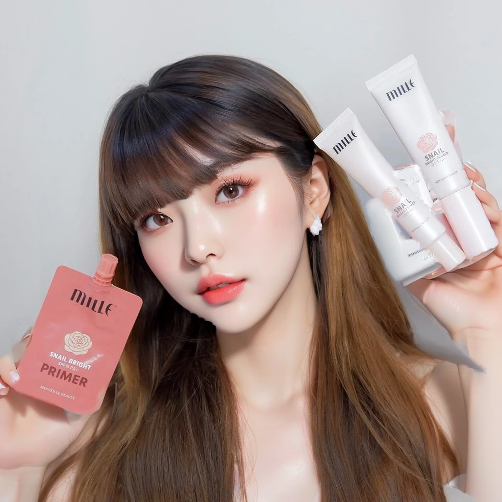 there is a woman holding a bottle of lotion and a bottle of lotion, milky white skin, popular south korean makeup, popular korean makeup, 8k)), makeup, male!!, product shot, huleeb, 🤬 🤮 💕 🎀, skincare, lumi, full product shot, portrait!!, 8k!!, photoshoot for skincare brand, shiny