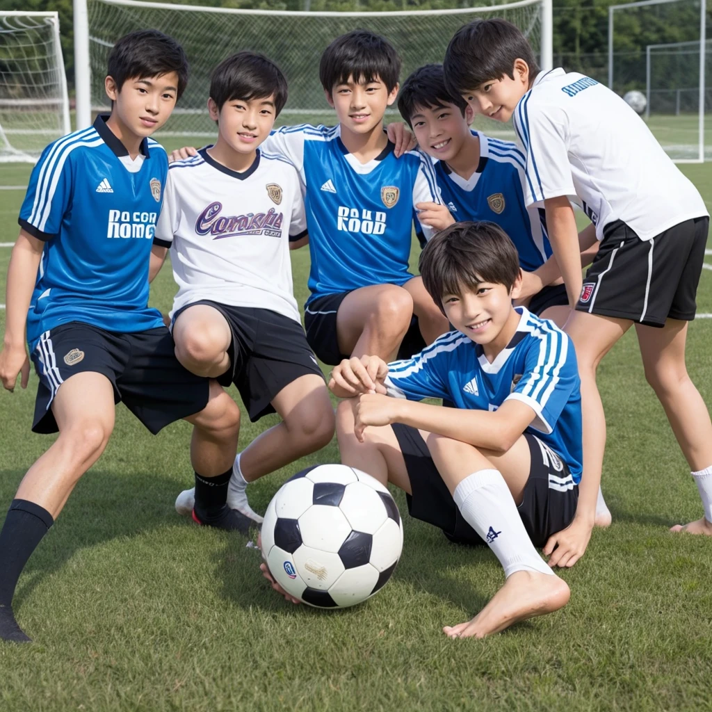 High school boys　Handsome　barefoot　sole　Soccer Club