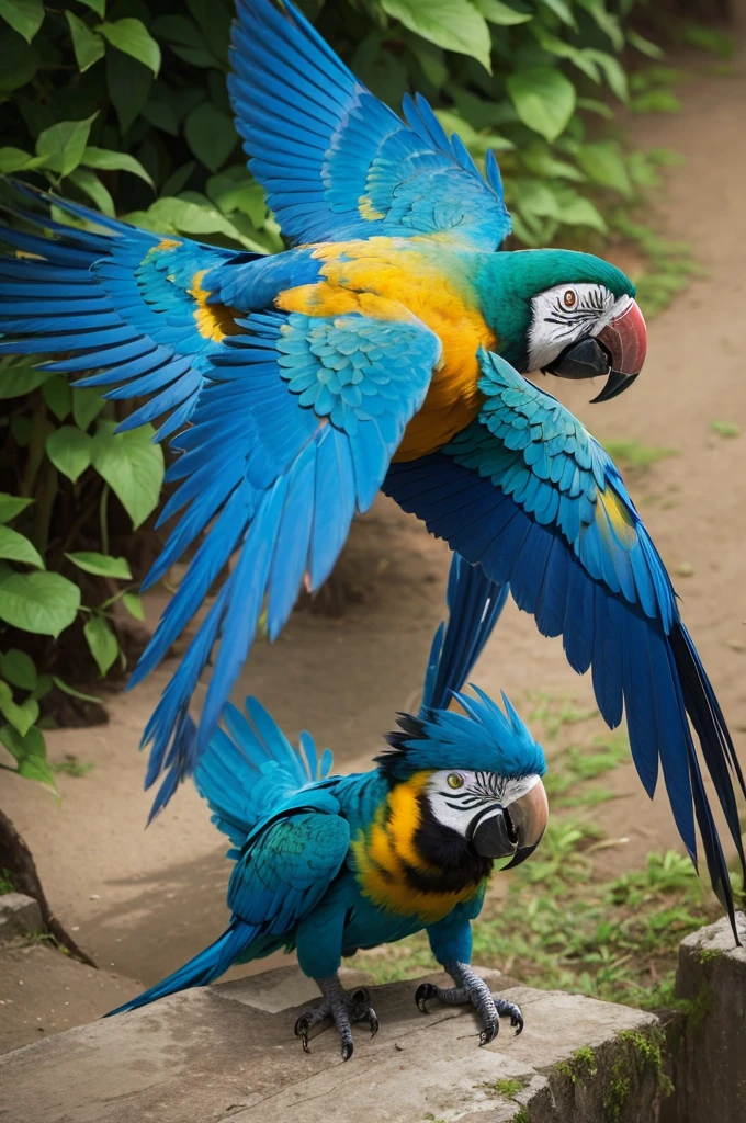 Make a macaw flying behind the name Ardasia
