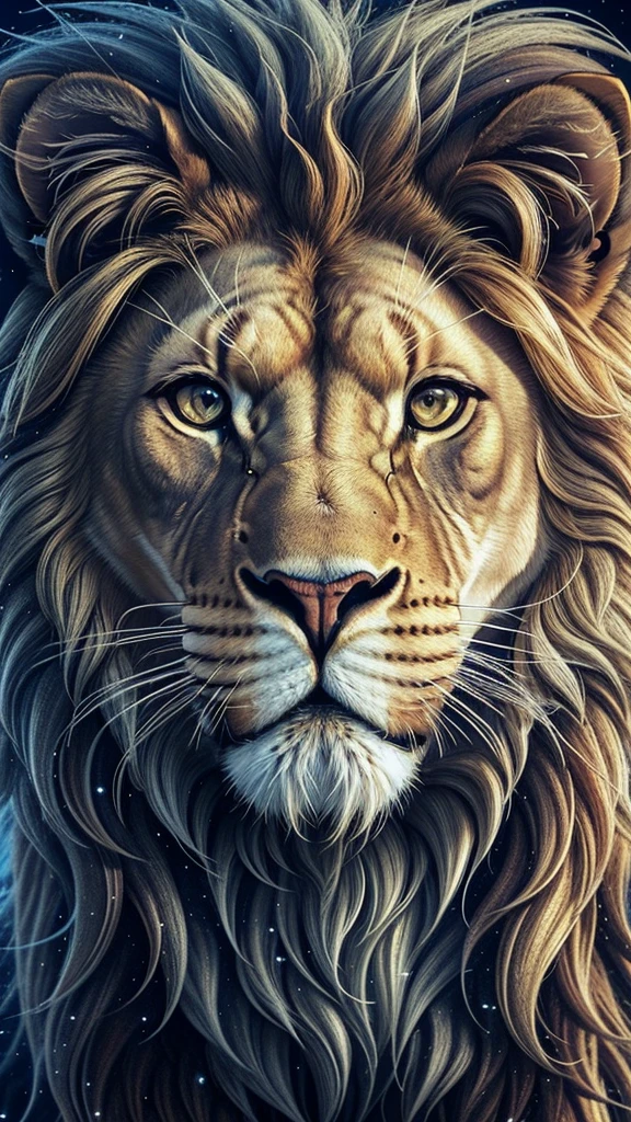 Lion, Divine Lion, majestic, comely, fire, villany,  thunder, Sky thunder, stele, photorrealistic 6K, UltraHD Detailed, detailed colors 8K, Lion Elegante, floor, stele, lightning strikes, heavens, céu Godlike, tempest, Towards the heavens, Detailed Realistic Lion, Photorealistic Lion, golden lion, 16K UltraHD, heavenly, Godlike, photorrealistic, Rendering, 4K, 8K, detailed textures, detailed shadows, padoru, detailed colors, God&#39;s Heaven, UltraHD 16K Details, 16k texturas photorrealistics, detailed sharpness 16K, detailed sharpness, detailed colors, realistic shadows, Ultra realistic textures, high power, Natural Beauty, natural colors, realistic contrast, Texturas photorrealistics, detailed colors, lifelike colors, detailed shadows, luminous face, villany, Detailed face 4k, ultra detaild, contraste realista de 8K, detailed sharpness, cores Ultra HD, chic,