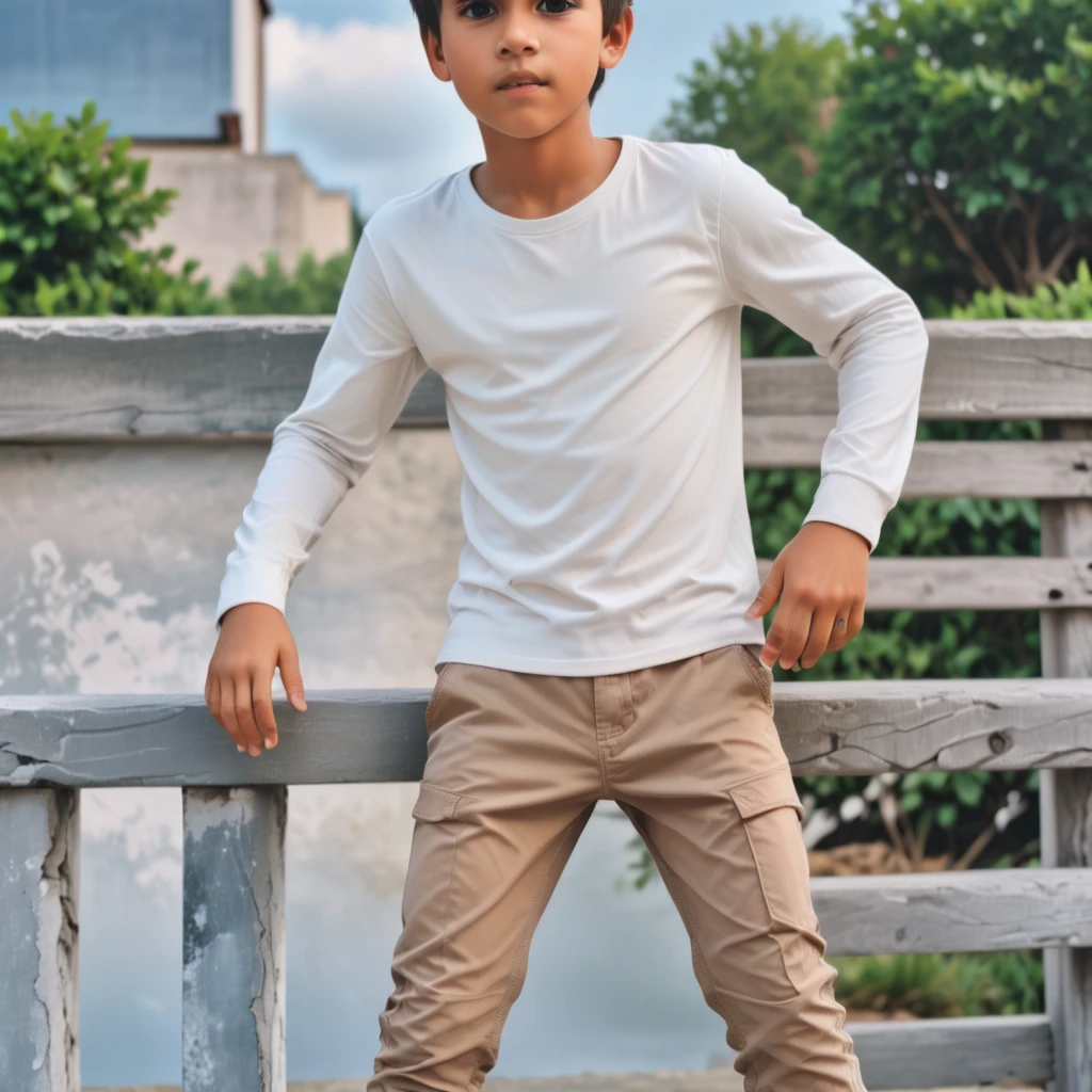 Light gray haired boy with light gray wolf ear and tail, light gray sleeveless vest, white knee length pants