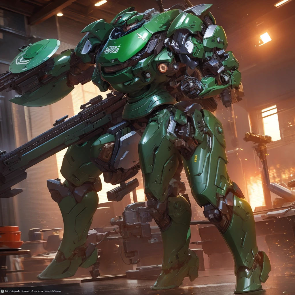 Biological mech holding a shotgun. He carried a sawed-off shotgun and a heavy-caliber pistol.. The twig-like thrusters on its back.(A more rounded and smooth body shape, Green shield: 1.5).  extremely detaild, 4k UHD, HDR, naturallight, cinematic lighting, masterpiece-anatomy-perfect, ultra hd, Space Combat, battlefield, raw photo, metallic, ultra-fine painting, perfect body proportions, anatomically correct, real texture material, Anti-aliasing, THAI, SSAO, Post processing, Post Production, Tone Mapping, cgi, VFX, SFX, Hyper maximalist, ultra photorealultra-detailed intricate details.