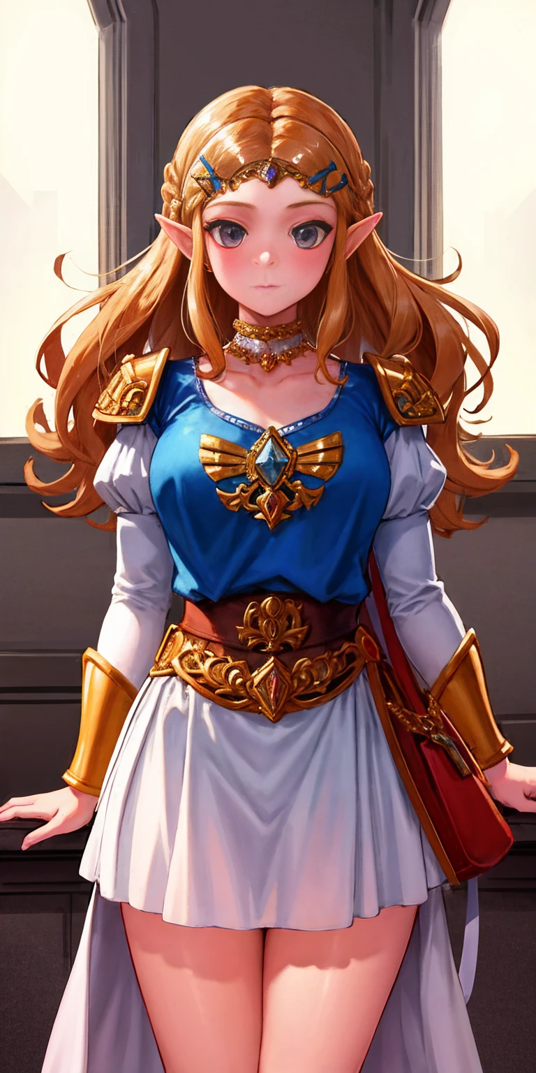 score_9, score_8_up, score_7_up beautiful aesthetic, very intricate, high quality details 1girl, princess zelda, fully clothes cowboy shot dim lighting indoors, inside castle Expressive