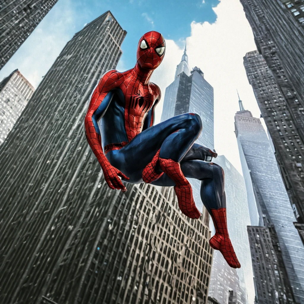 Marvel spiderman on New York skyscrapers