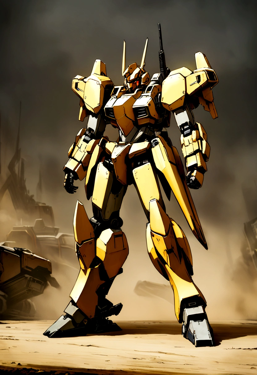 Full body view,Armored Core,Yellow Machine,robot,TRPG Standing Picture,Standing picture material,background through
