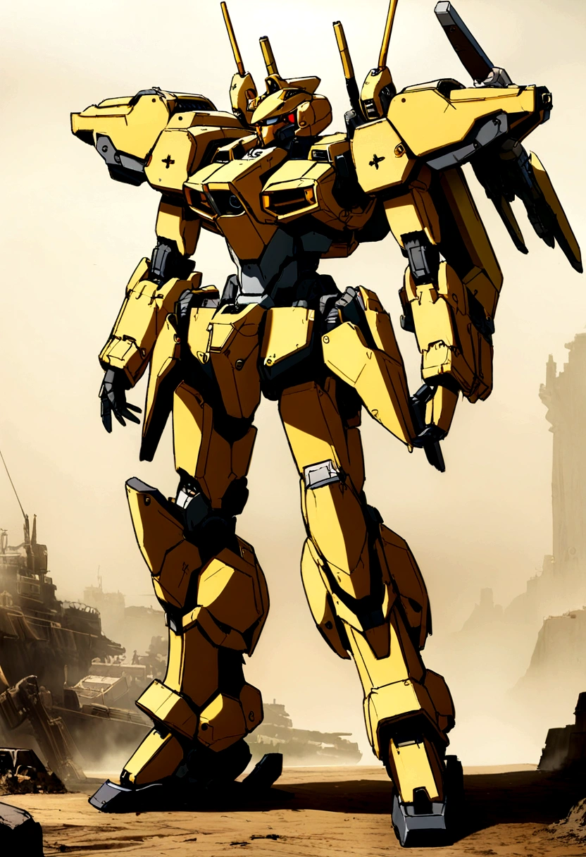Full body view,Armored Core,Yellow Machine,robot,TRPG Standing Picture,Standing picture material,background through