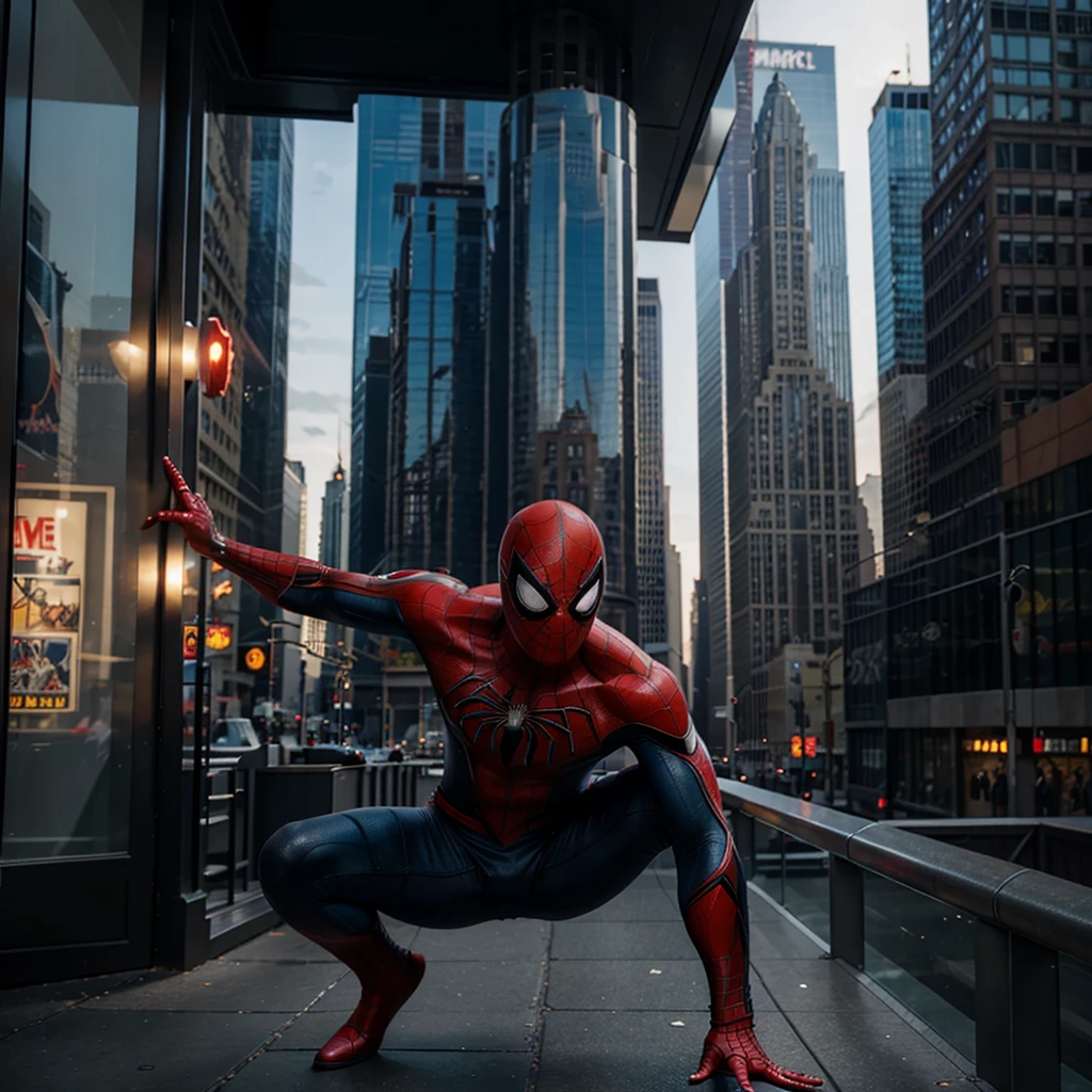 Marvel spiderman in New York skyscrapers