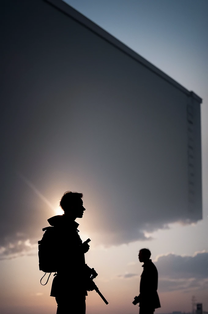 Image just the silhouette of a man investigating