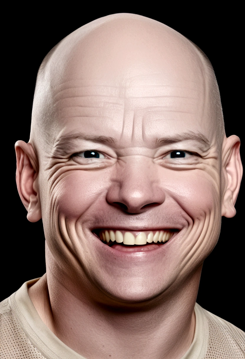 portrite of a laugh bald man on transparent background