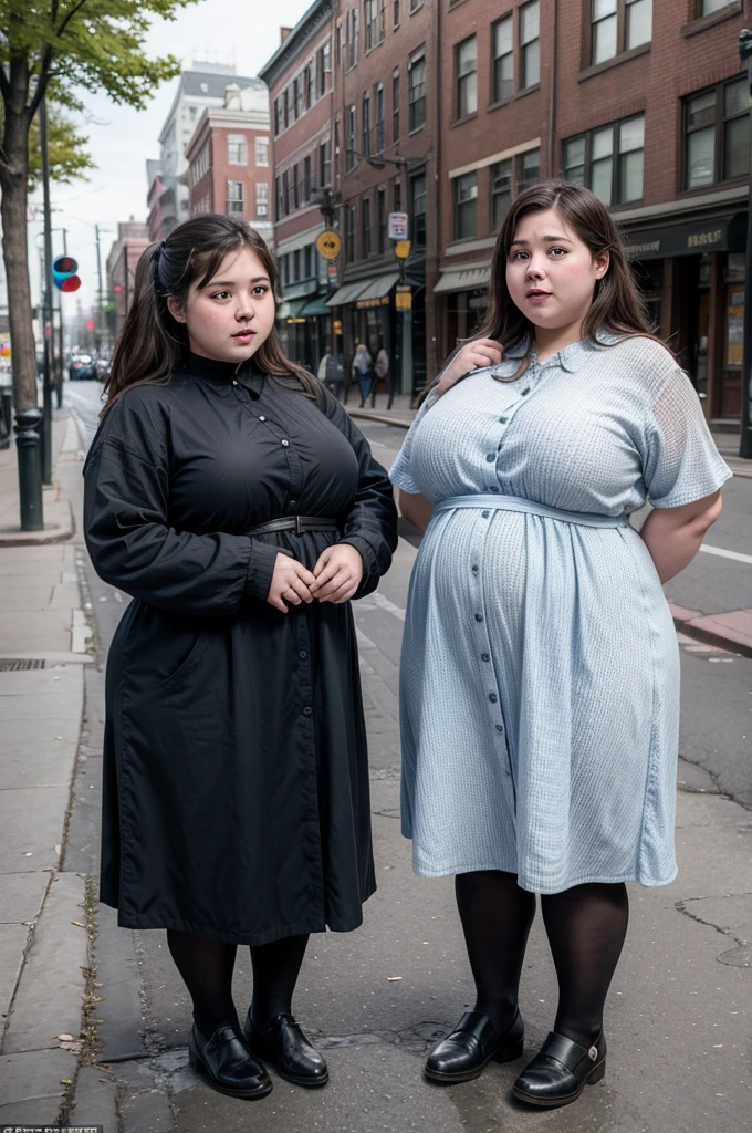 2 fat girls in 19th century Boston pissing in the street 